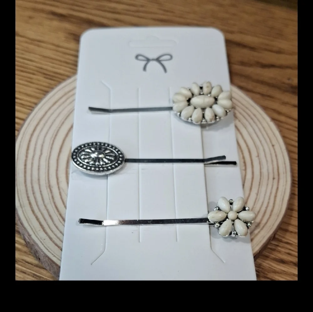 Cream & Silver Hair Pin Set - Picture 5 of 5